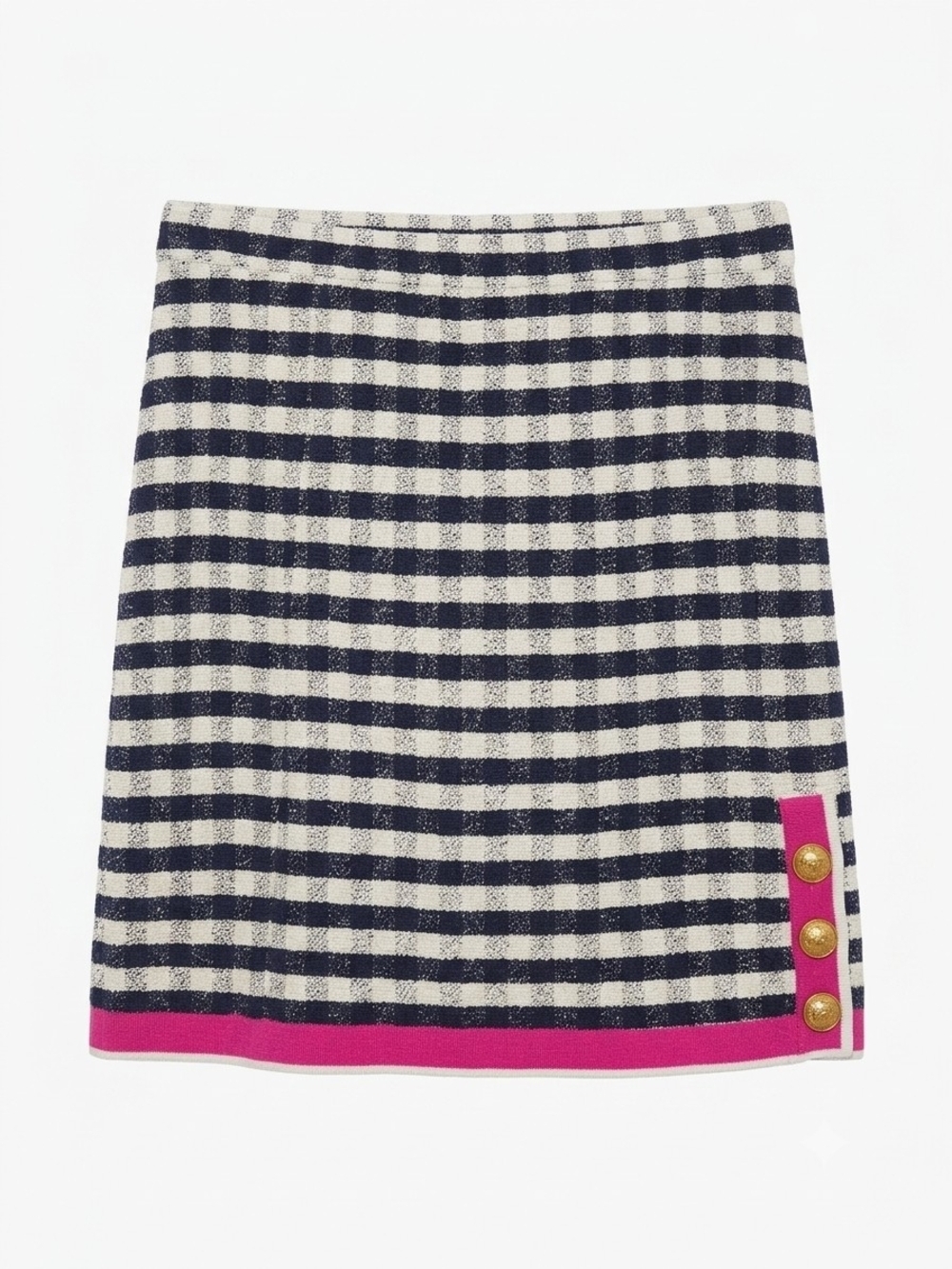 J. Crew Gingham Mini Skirt with Pink Grosgrain Trim - Size 14